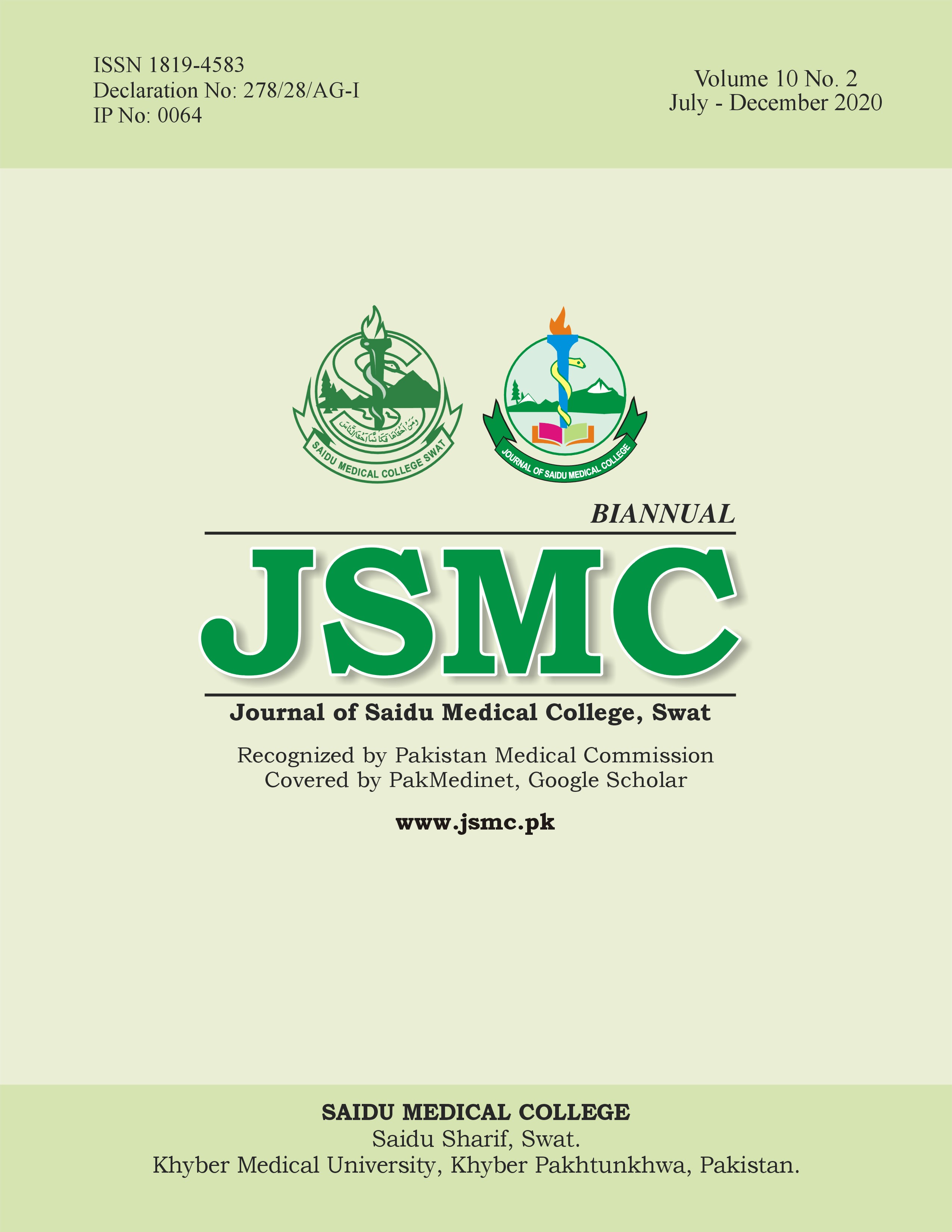 					View Vol. 10 No. 2 (2020): Journal of Saidu Medical College
				