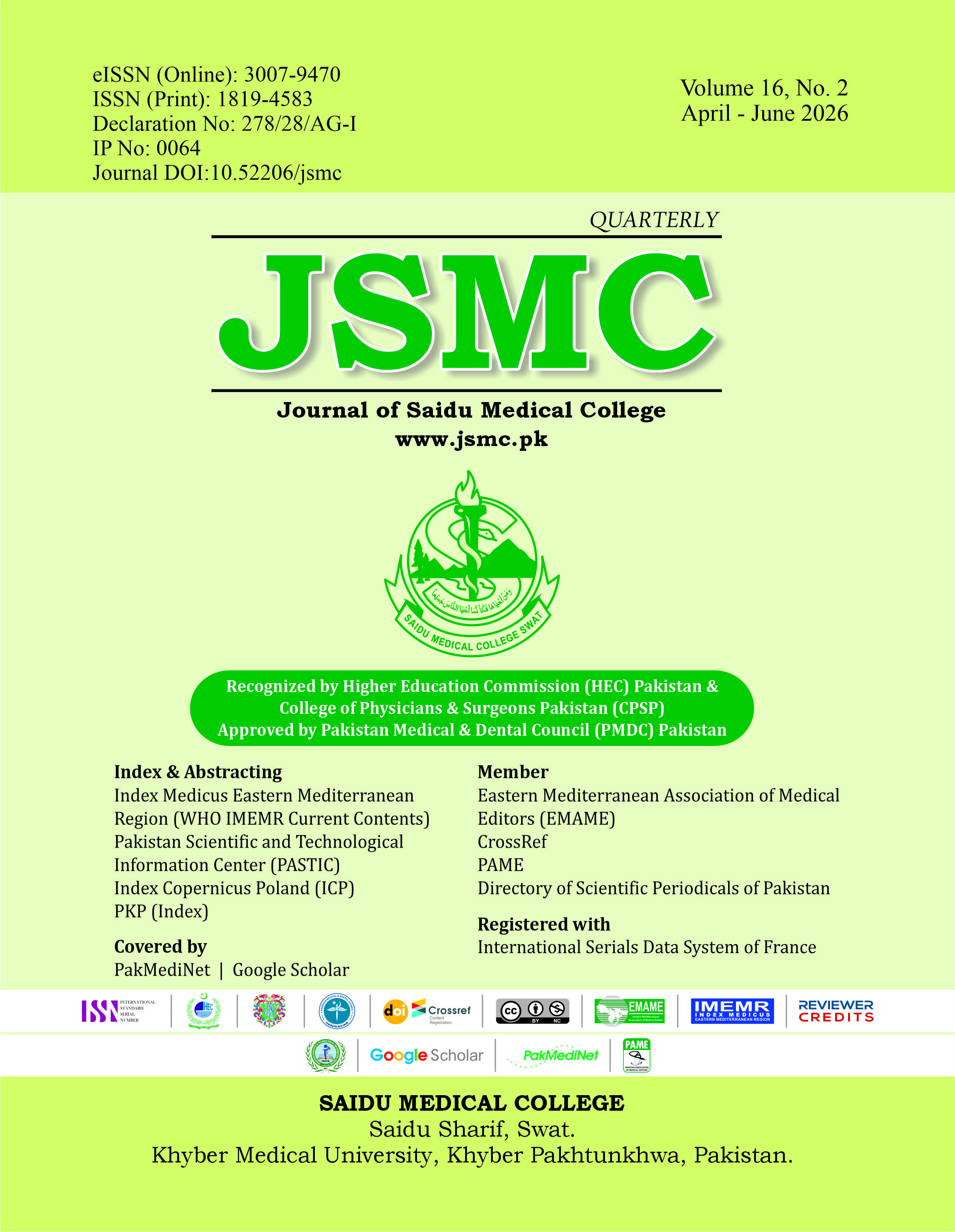 					View Vol. 16 No. 2 (2026): Journal of Saidu Medical College
				